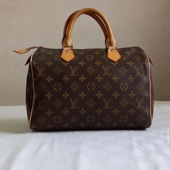 Women Pre-Owned Authenticated Louis Vuitton Monogram Speedy 30 Canvas Brown  Boston Bag Top HandleBag 